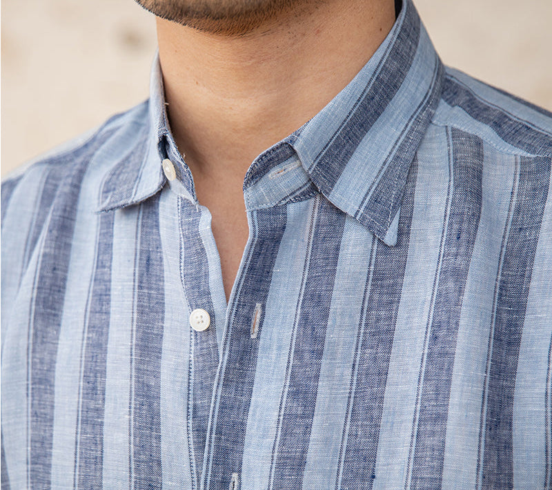 Kotor Striped Linen Long Sleeve Shirt