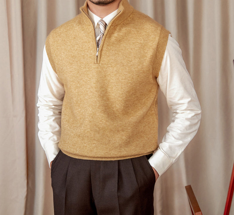 Vintage Half Zip Knitted Gilet Long Sleeve Jumper