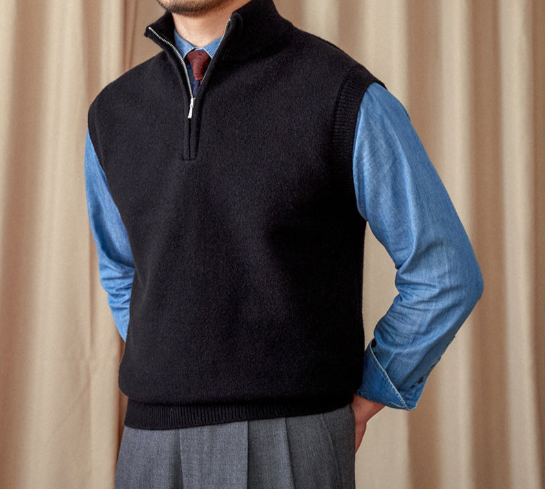 Vintage Half Zip Knitted Gilet Long Sleeve Jumper