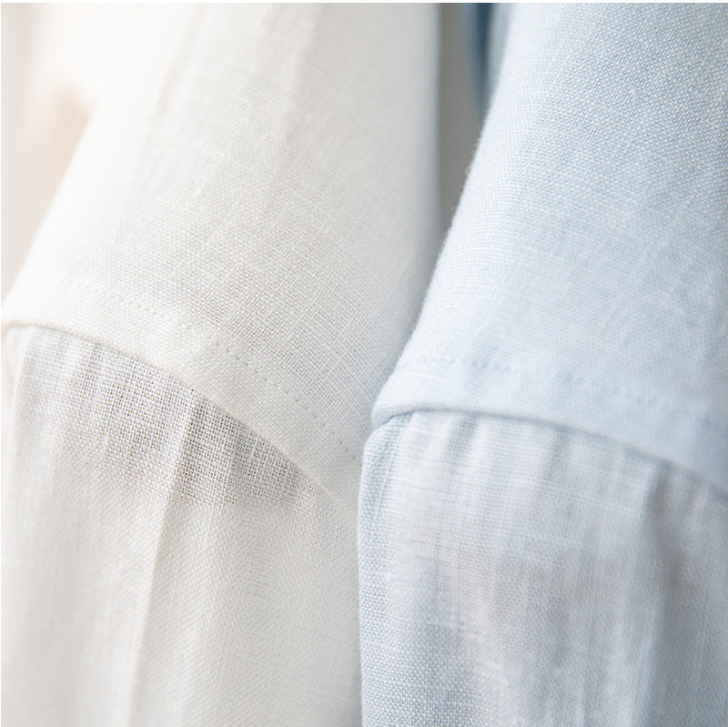 Valletta Open Collar Linen Long Sleeve Shirt