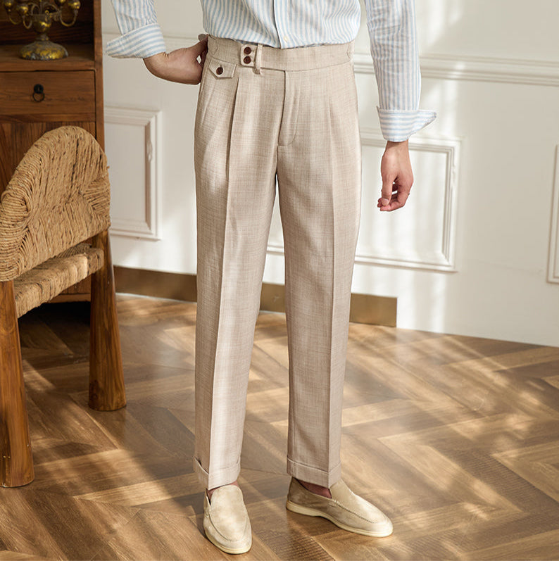 Ancona Straight Fit Pleated Trousers