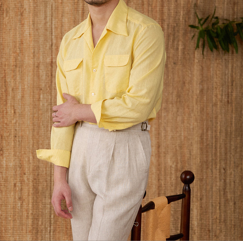 Wineyard Linen Cotton Blend Long Sleeve Shirt