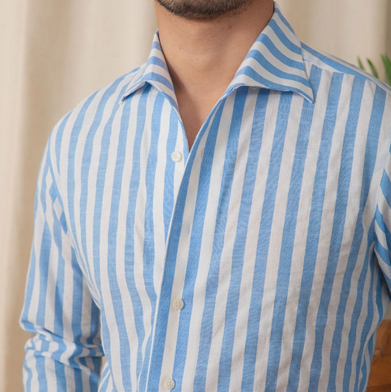Cote Cotton Blend Striped Long Sleeve Shirt