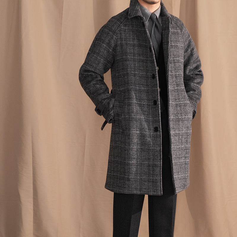 Surrey Belted Wool Blend Checkered Raglan Coat