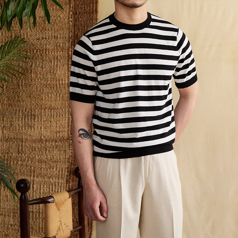 Venezia Striped Cotton Blend Knit T-Shirt