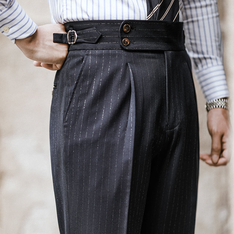 Pantalon plissé à fines rayures Kensington