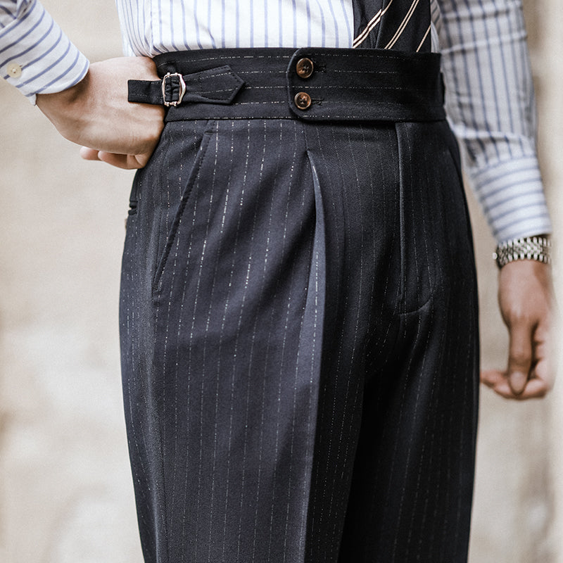 Kensington Pleated Pinstripe Trousers