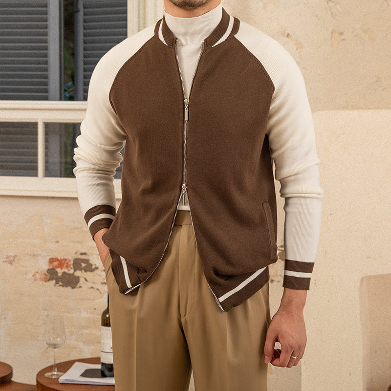 Varsity Slim Fit Wool Blend Baseball Jacket