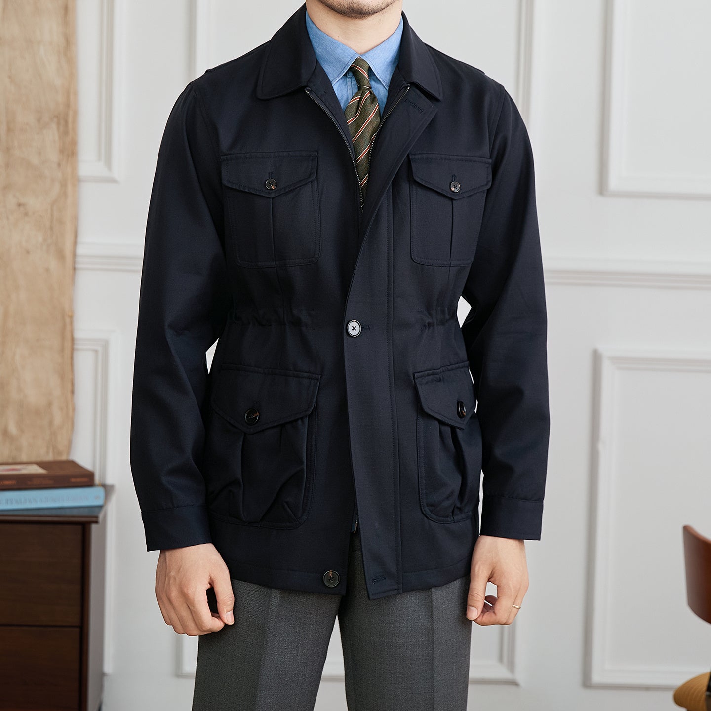Milan Cotton Blend Zipped Suit Jacket