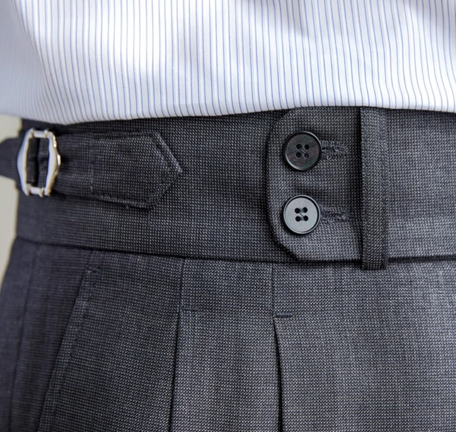 Trieste Straight Fit Double Button Pleated Trousers