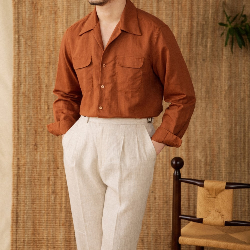 Wineyard Linen Cotton Blend Long Sleeve Shirt