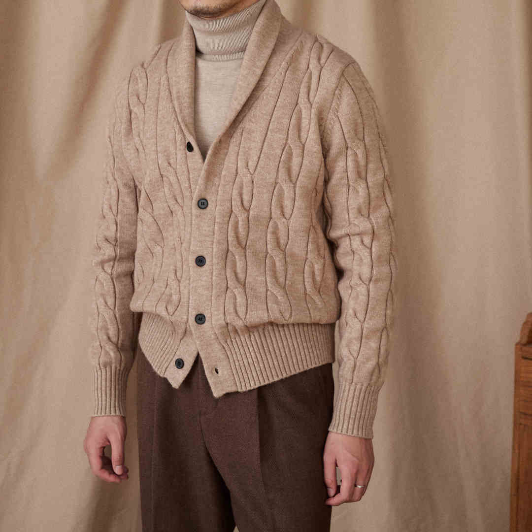 Aspen Cable Knit Shawl Collar Cardigan
