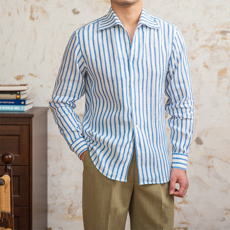 Corsica Linen Striped Long Sleeve Shirt