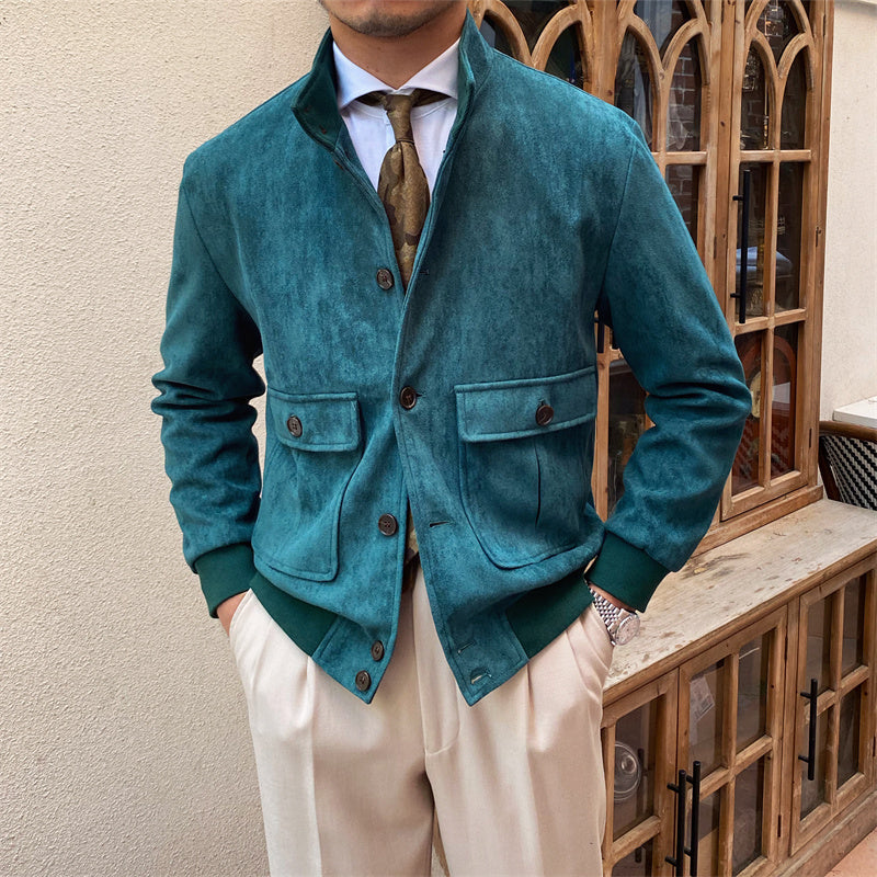 Veste boutonnée en suède Napoli