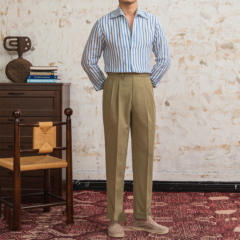 Corsica Linen Striped Long Sleeve Shirt