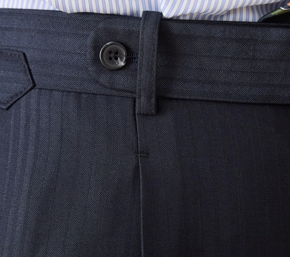 Lazio Herringbone Striped Straight Fit Pleated Trousers