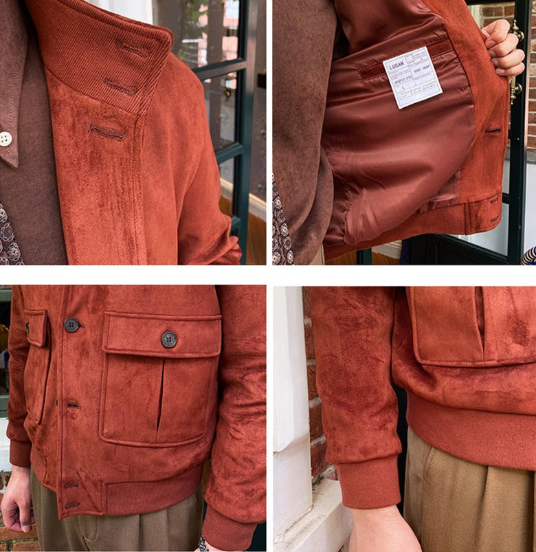 Veste boutonnée en suède Napoli