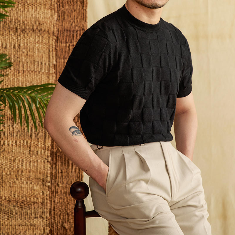 Cotton Blend 3D Knit T-Shirt