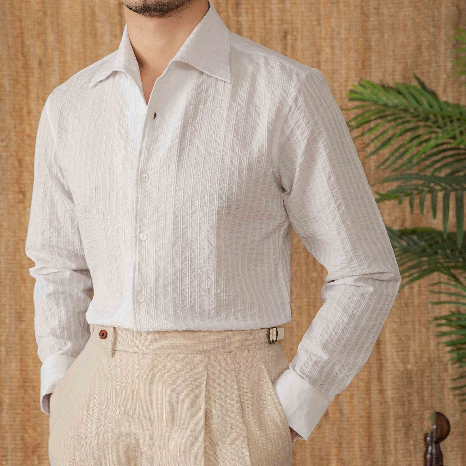 Budva Cotton Seersucker Long Sleeve Shirt