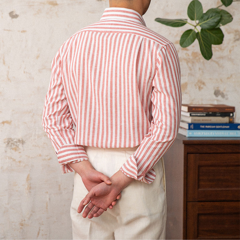 Trento Striped Linen Blend Long Sleeve Shirt