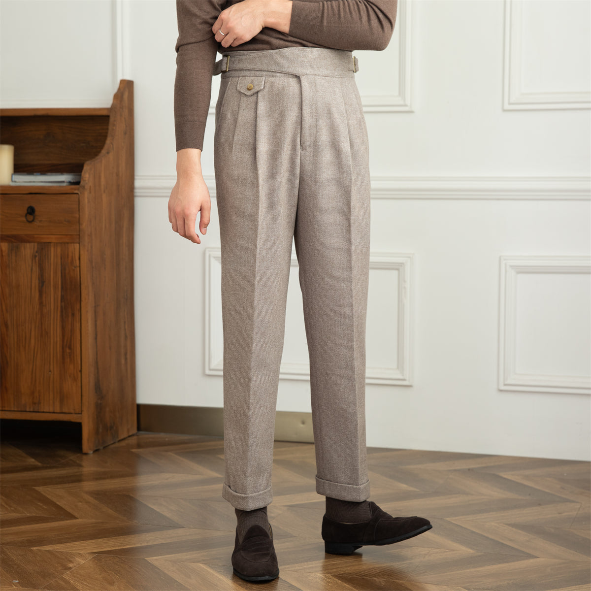 Surrey Textured Houndstooth Straight Fit Trousers