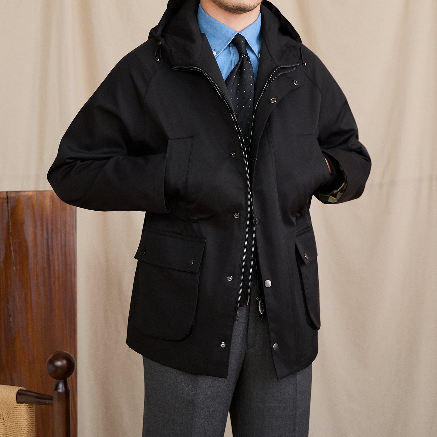 Fulham Cotton Blend Hooded Jacket