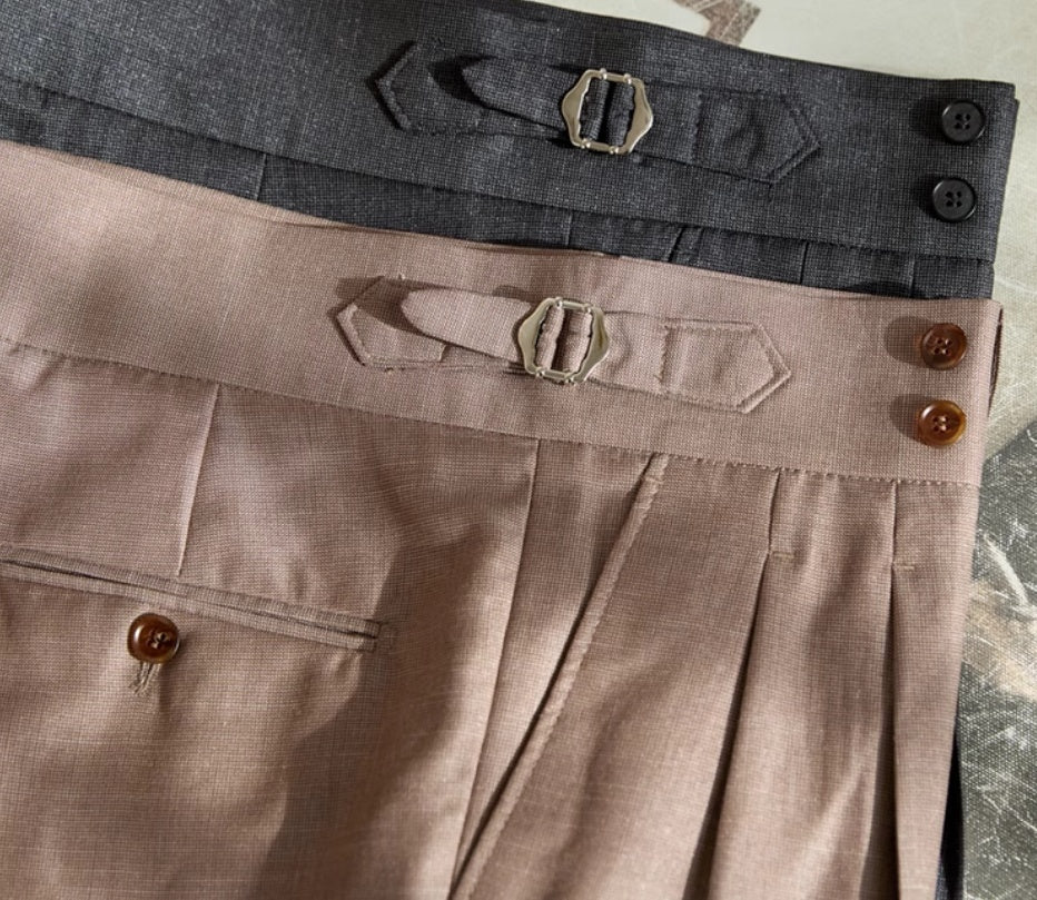Trieste Straight Fit Double Button Pleated Trousers