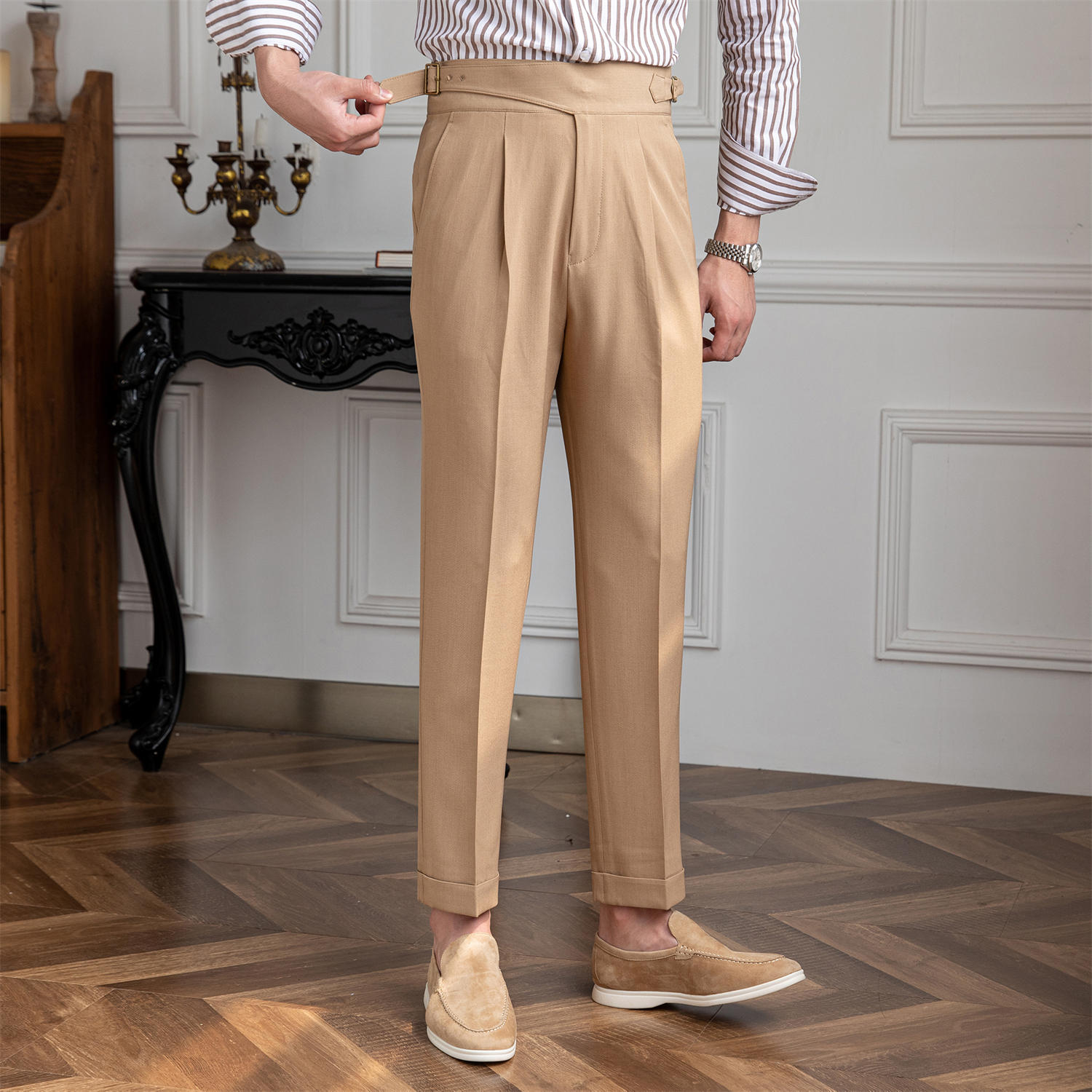 Pantalon droit plissé Monza Gurkha