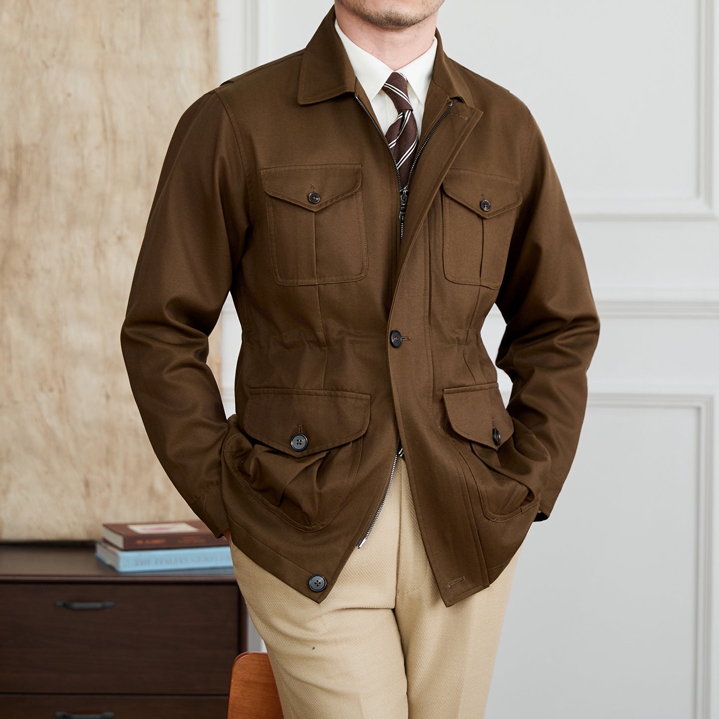 Milan Cotton Blend Zipped Suit Jacket