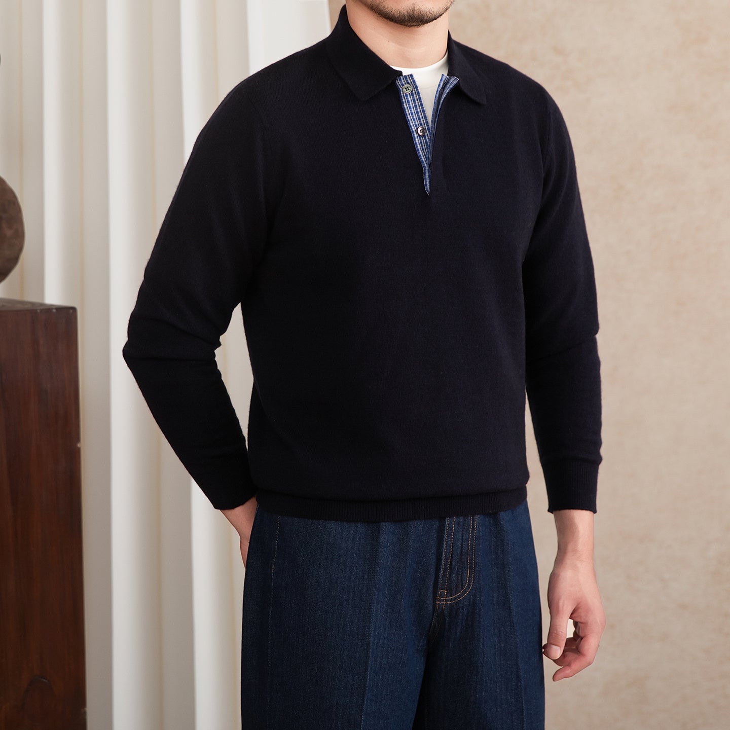Toronto Wool Blend Long Sleeve Polo