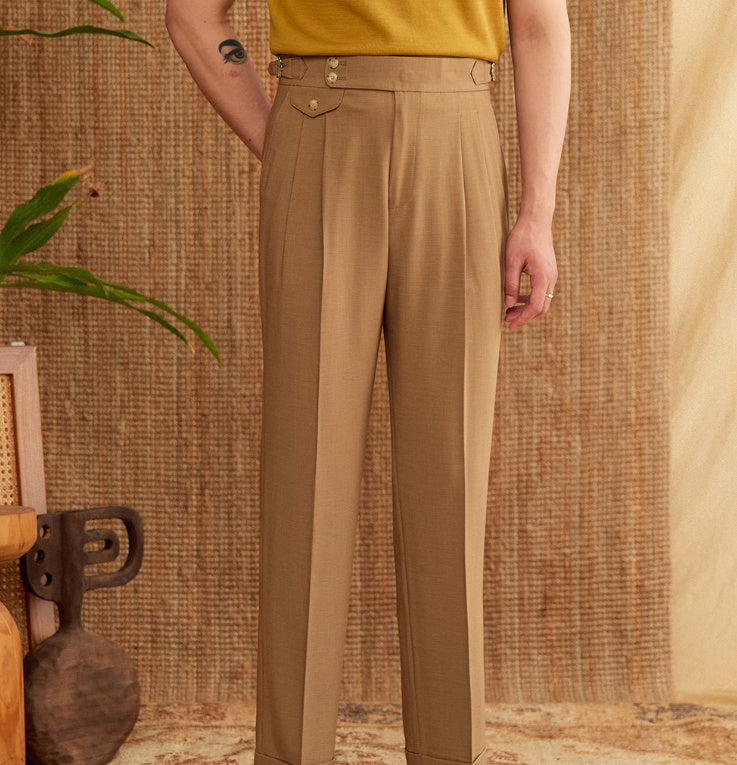 Catanzaro High Waisted Straight Fit Trousers