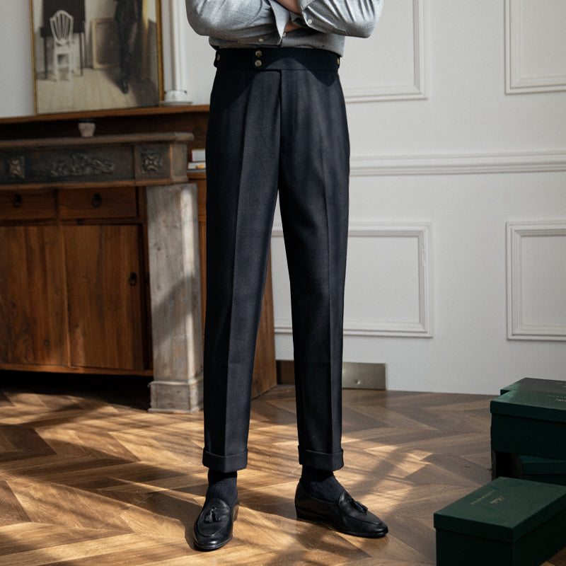 Sardinia Wool Felt Pleated Trousers