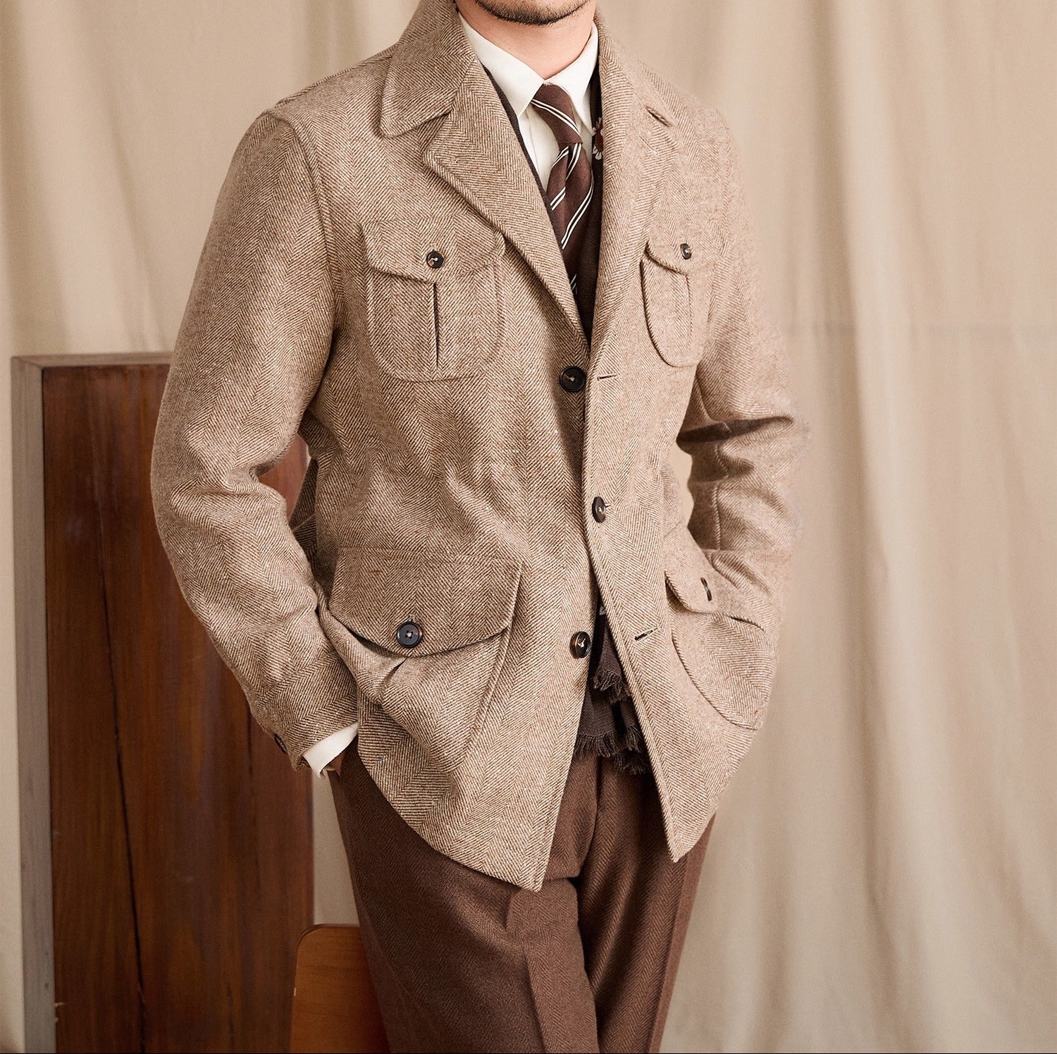 Bari Herringbone Wool Blend Sports Jacket