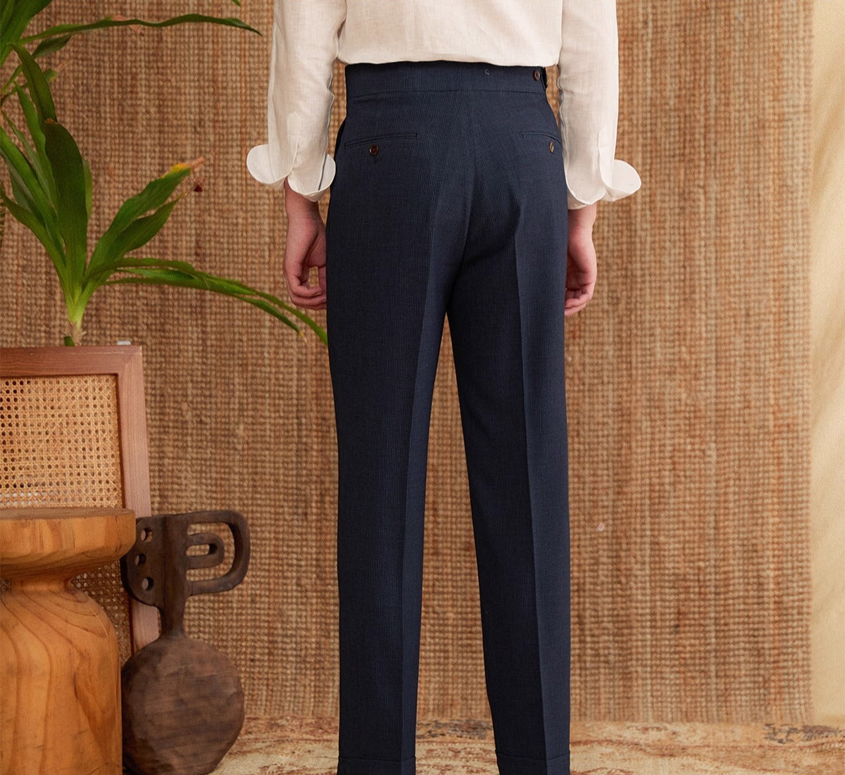 Portovenere Seersucker Houndstooth High Waisted Trousers