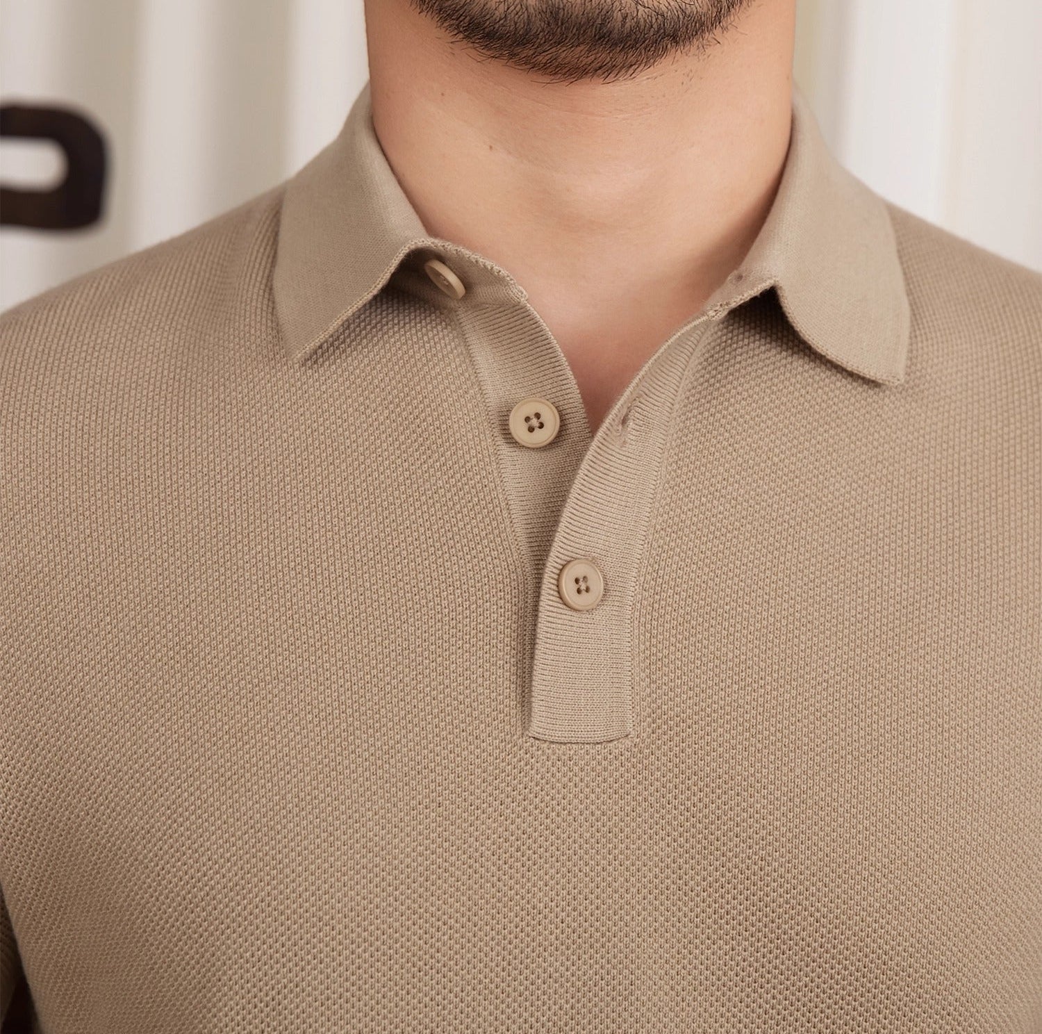 Roma Wool Blend Long Sleeve Polo Shirt