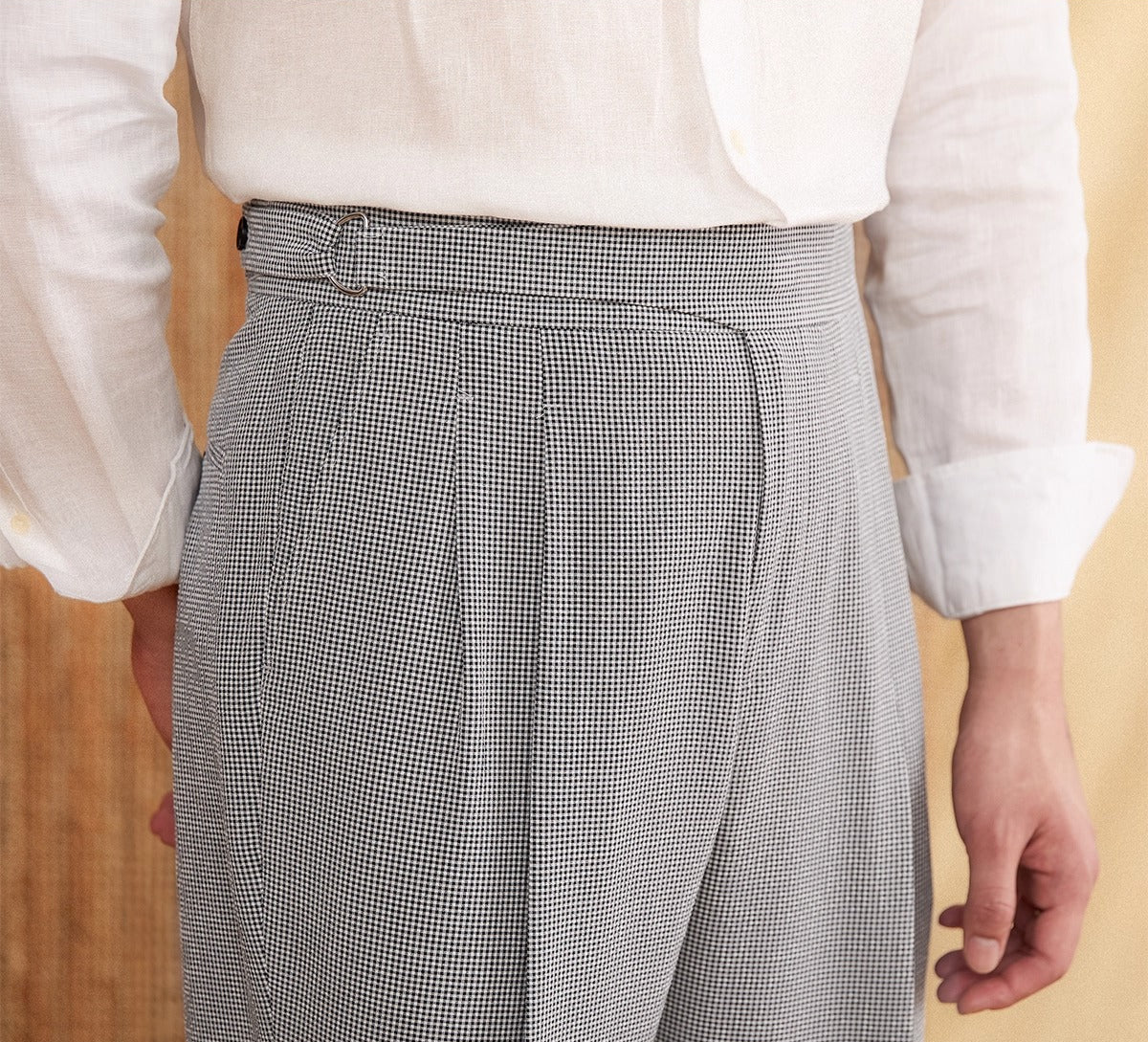 Portovenere Seersucker Houndstooth High Waisted Trousers