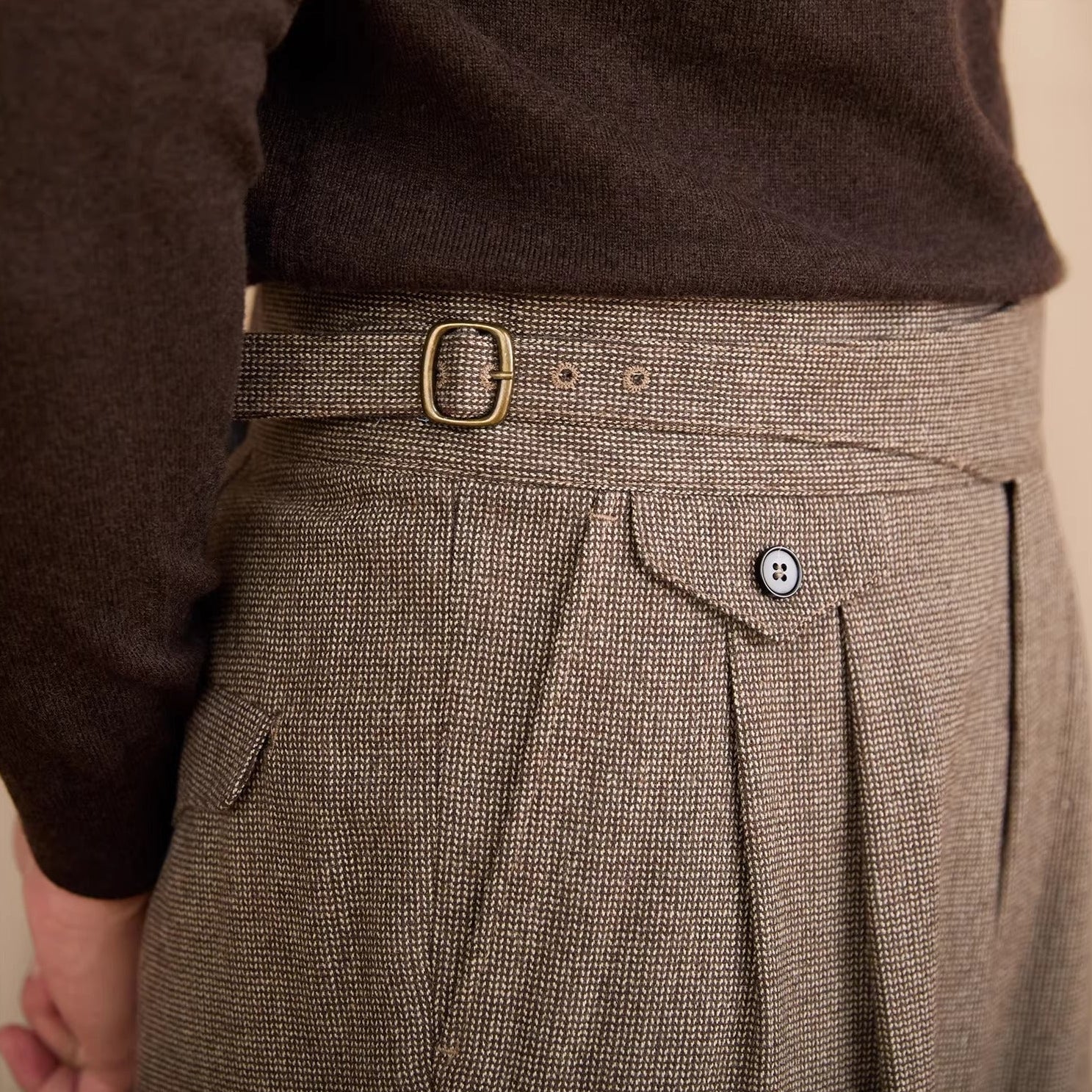 Napoli Houndstooth Wool Blend Gurkha Trousers