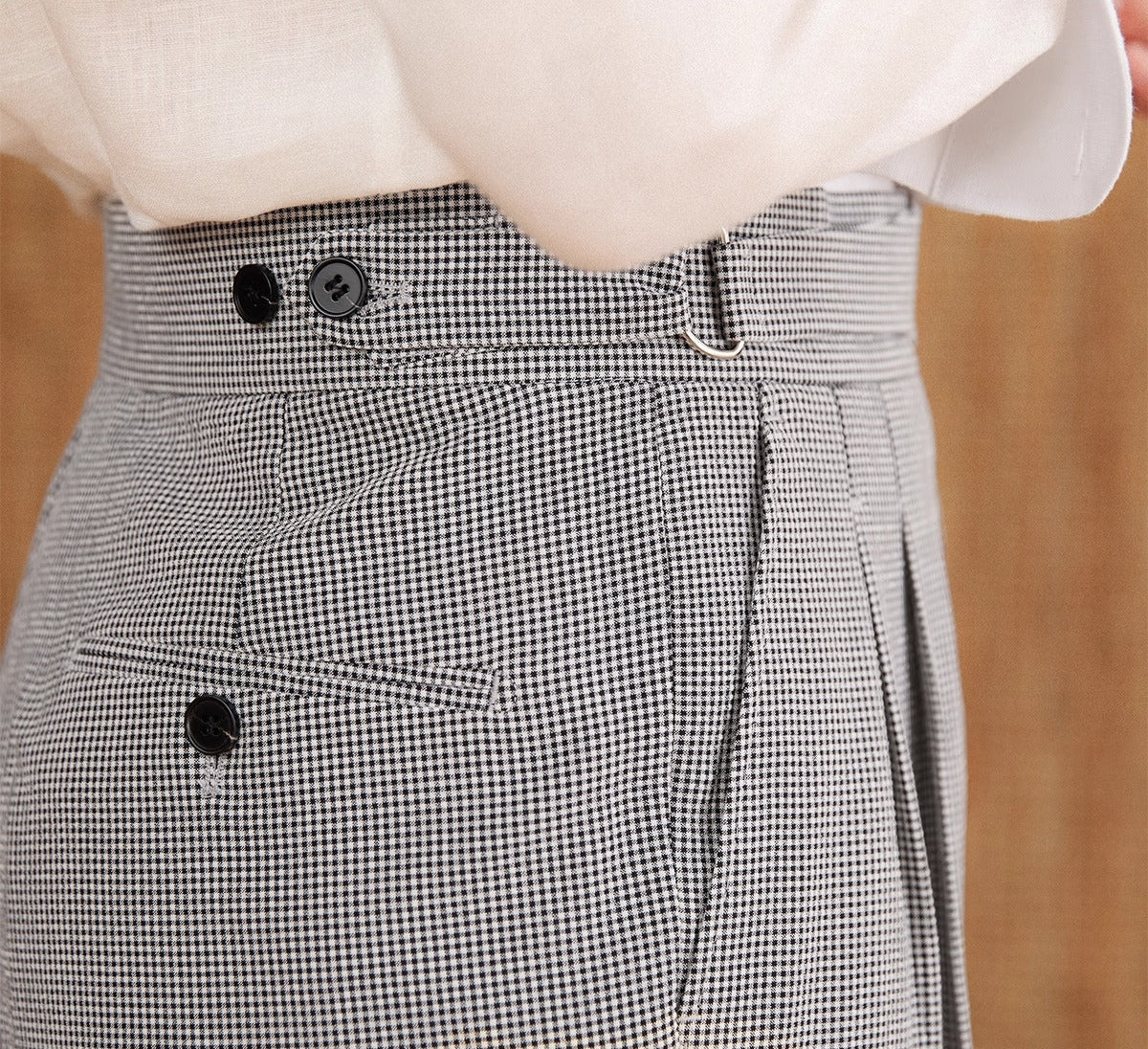 Portovenere Seersucker Houndstooth High Waisted Trousers