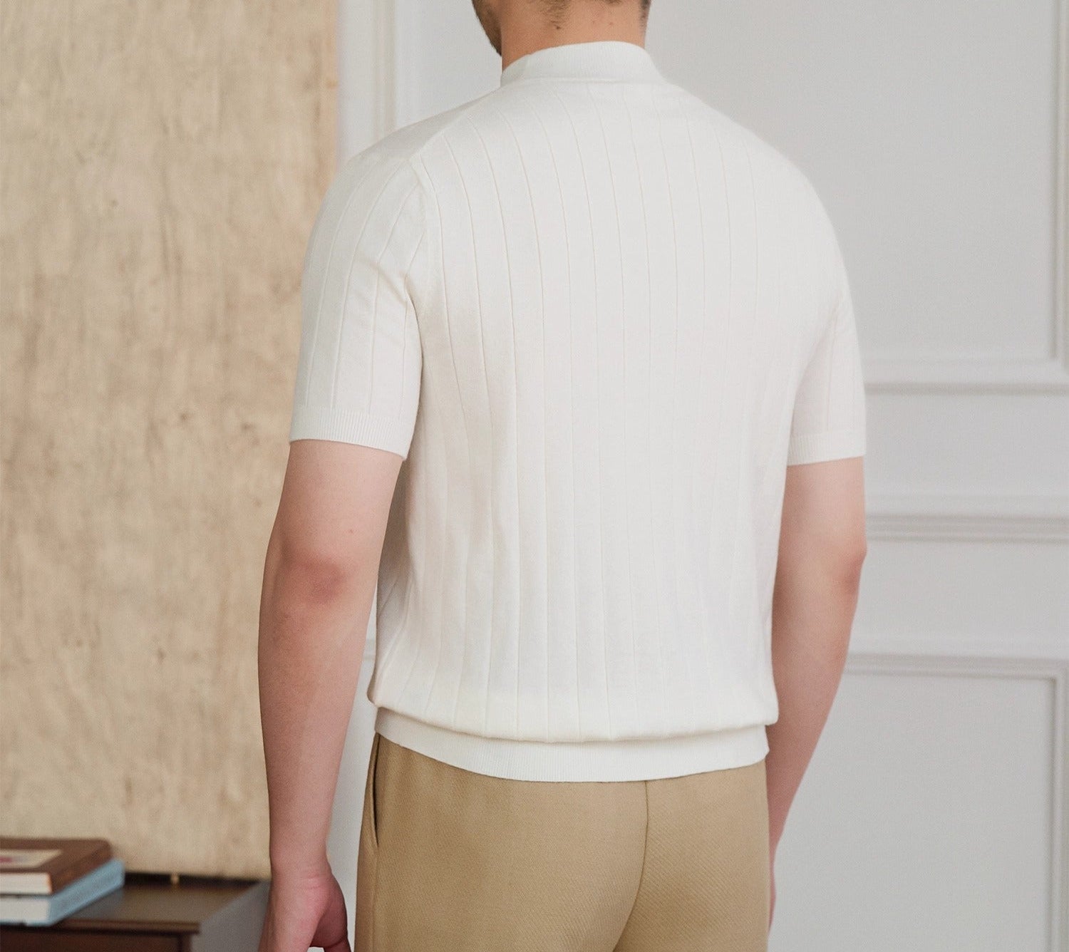 Tokyo Mockneck Pleated Knit Wool Blend T-Shirt