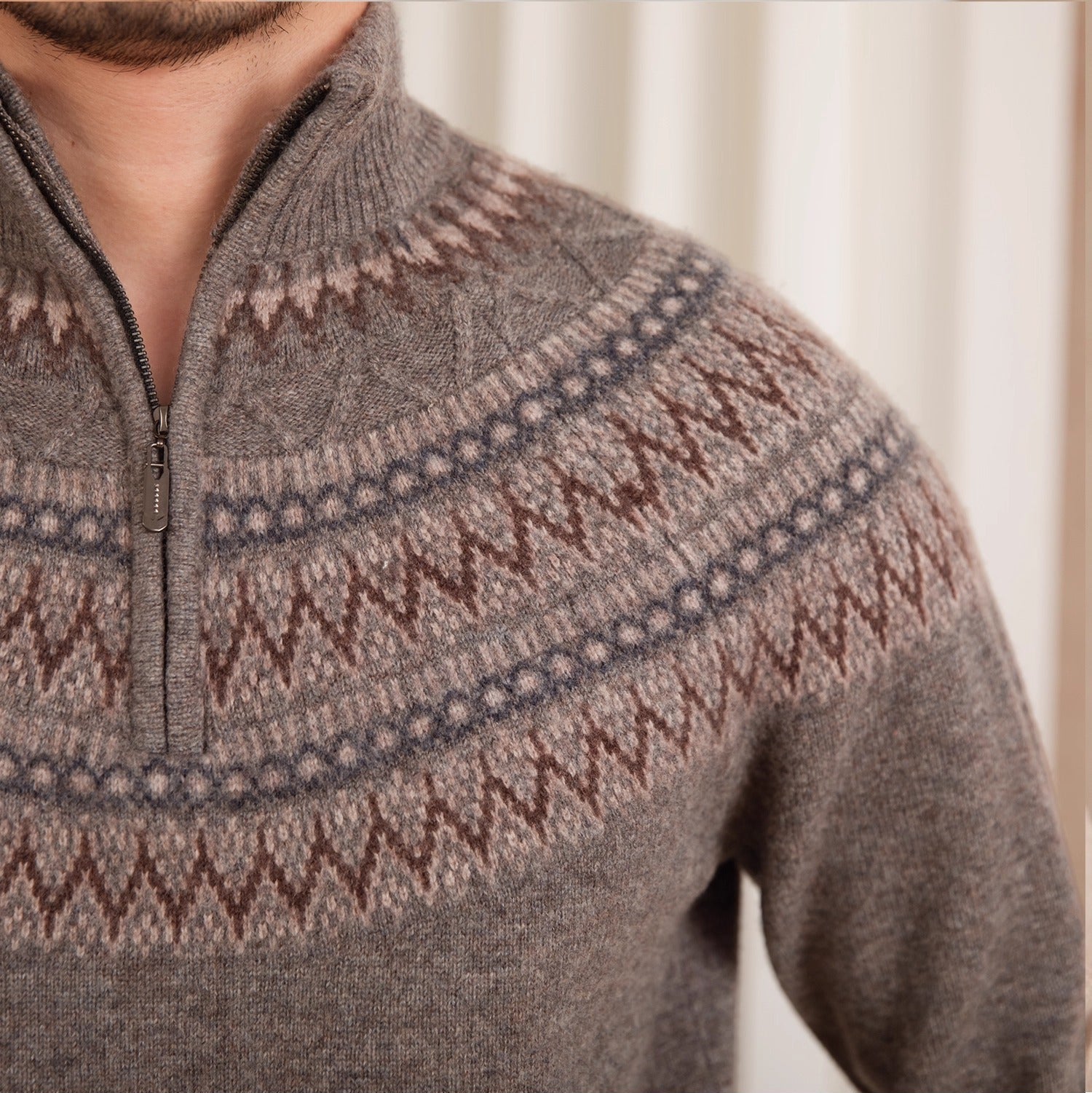 St. Moritz Wool Fair Isle Half Zip Jumper