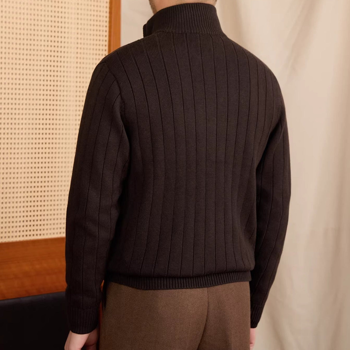 Roma Ribbed Wool Blend Cardigan