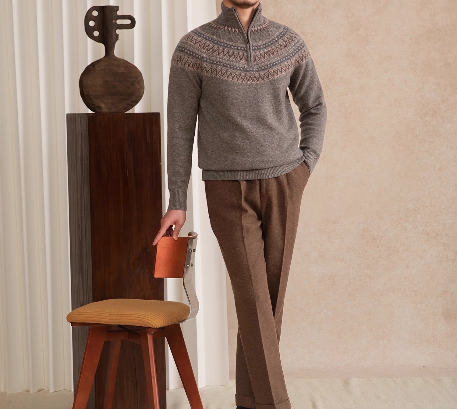 St. Moritz Wool Fair Isle Half Zip Jumper