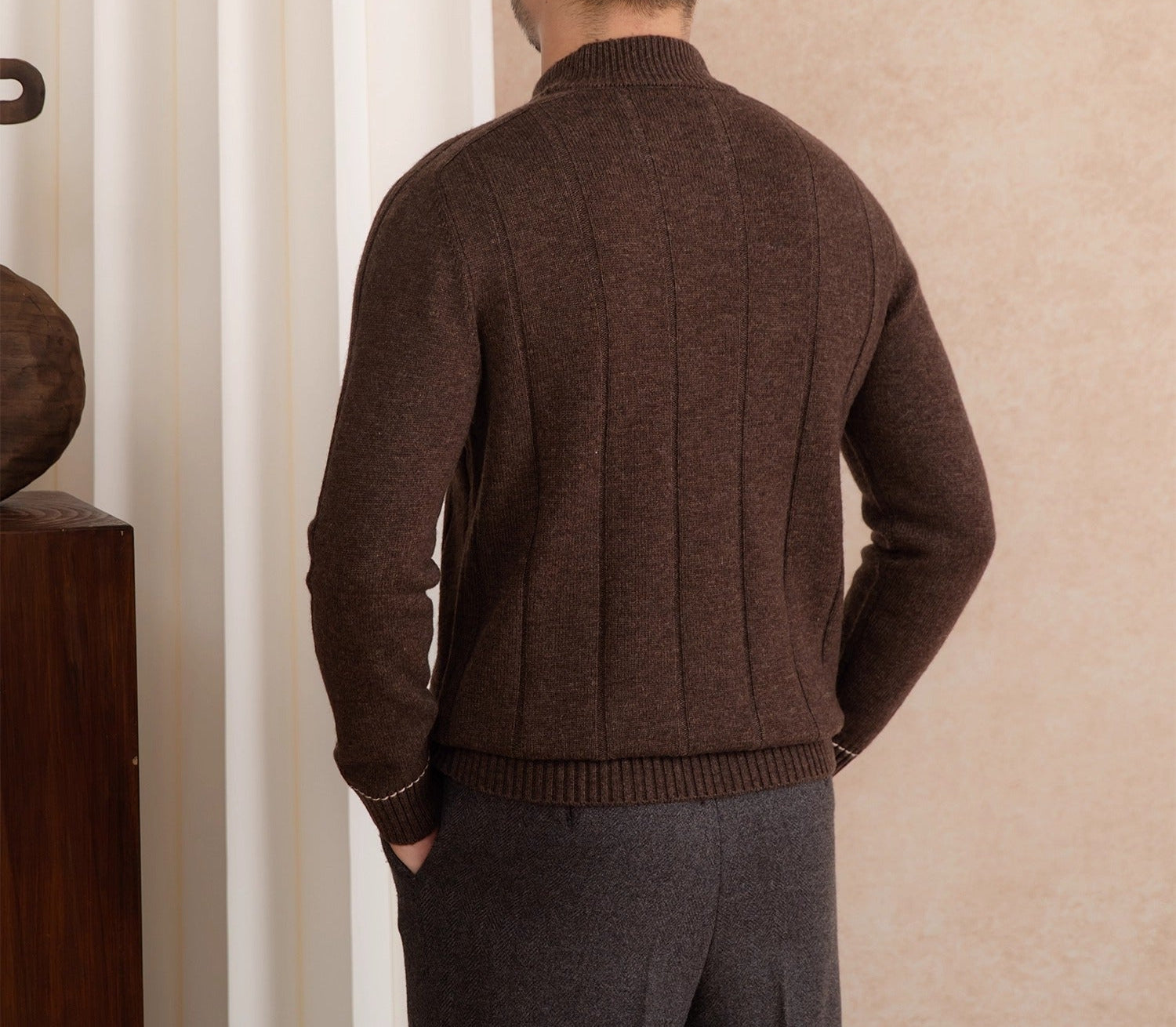 Amsterdam Wool Blend Long Sleeve Half Zip Jumper
