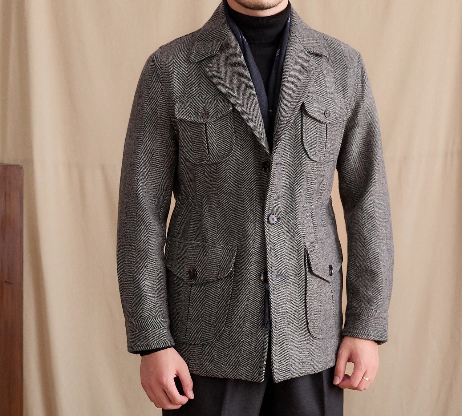 Bari Herringbone Wool Sports Jacket