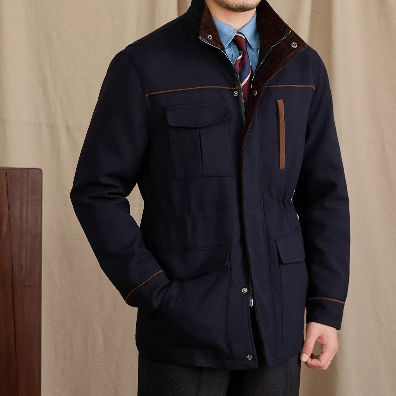 Belgravia Wool Blend Suede Trim Jacket