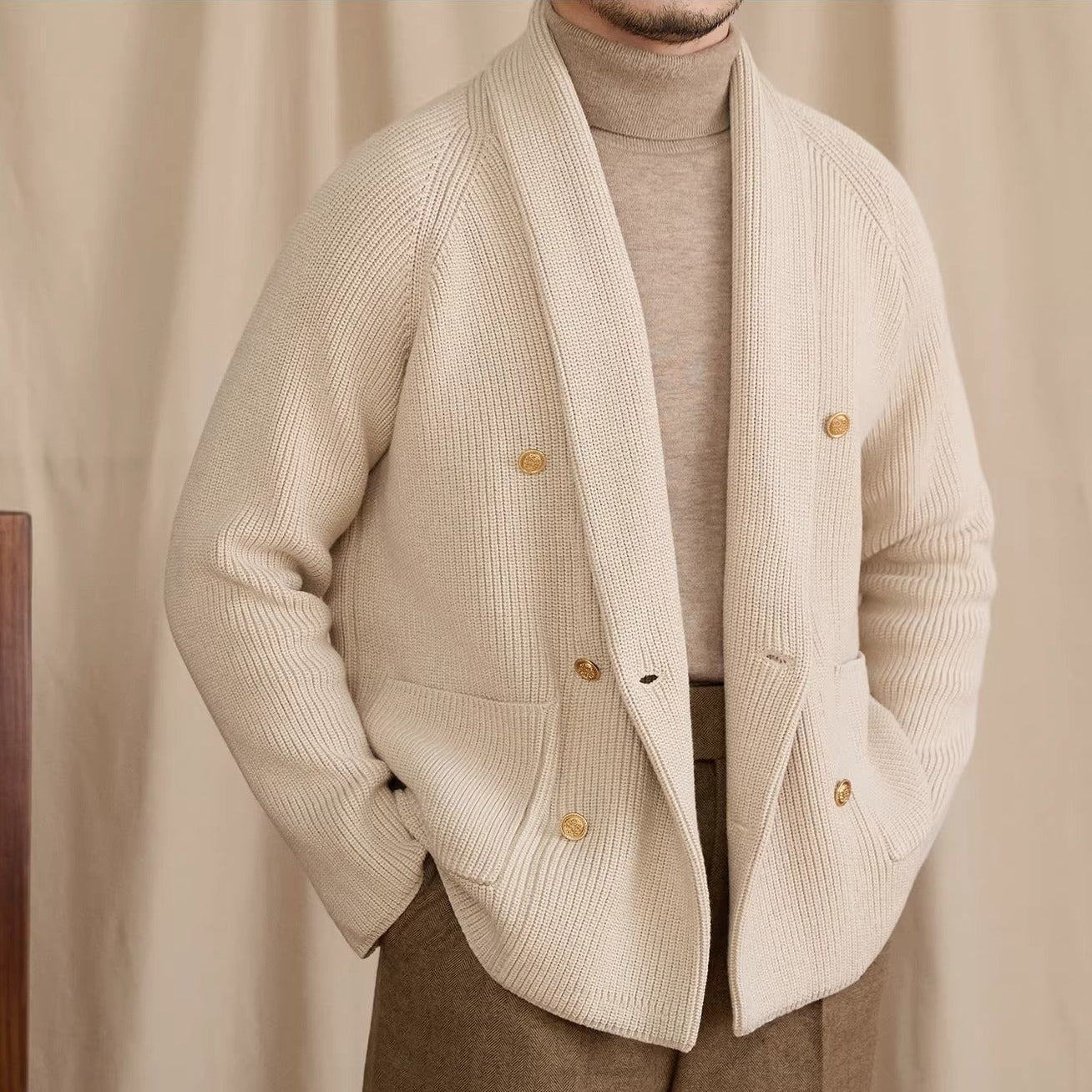 Salvatore Ribbed Double Breasted Cardigan