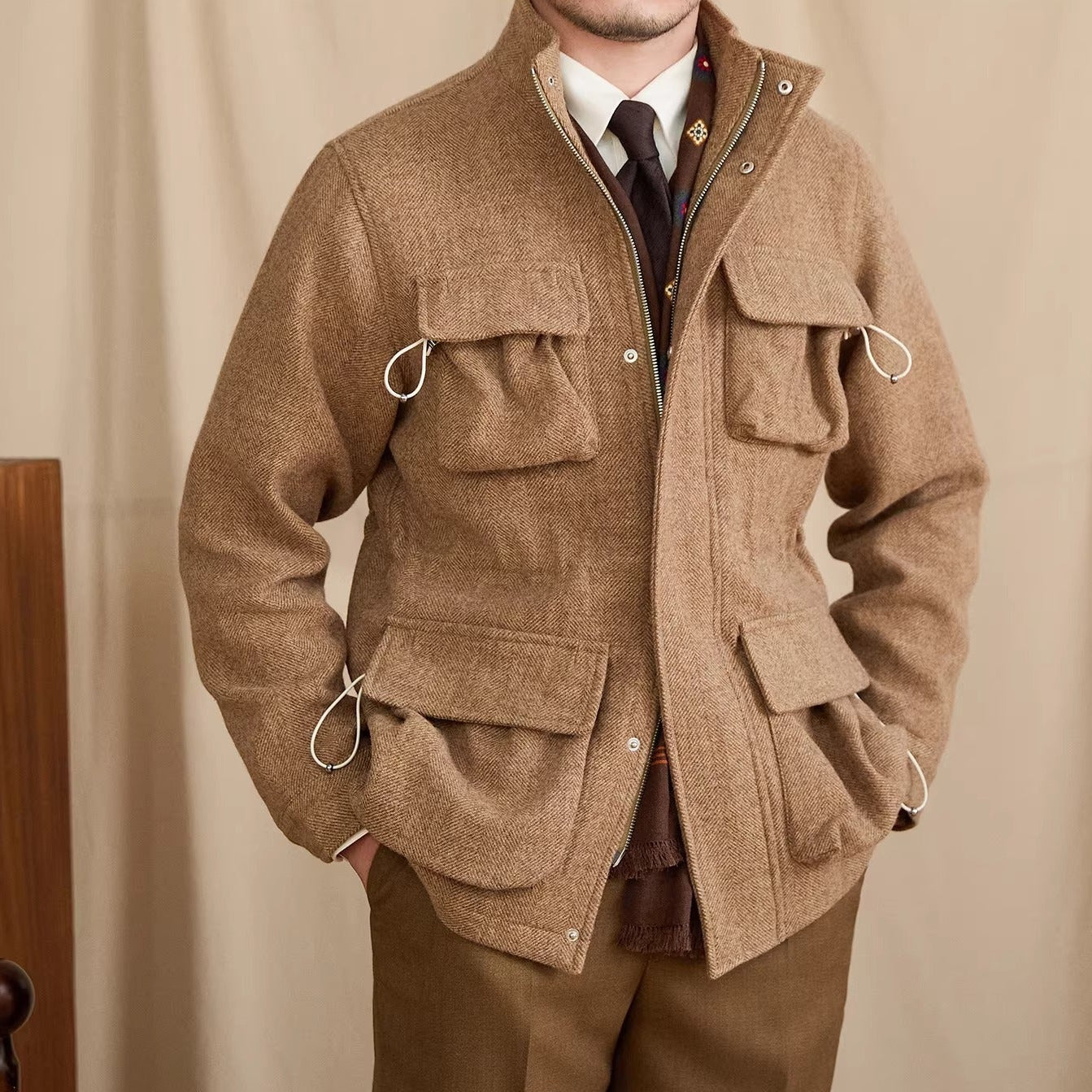 Vienna Herringbone Wool Field Jacket