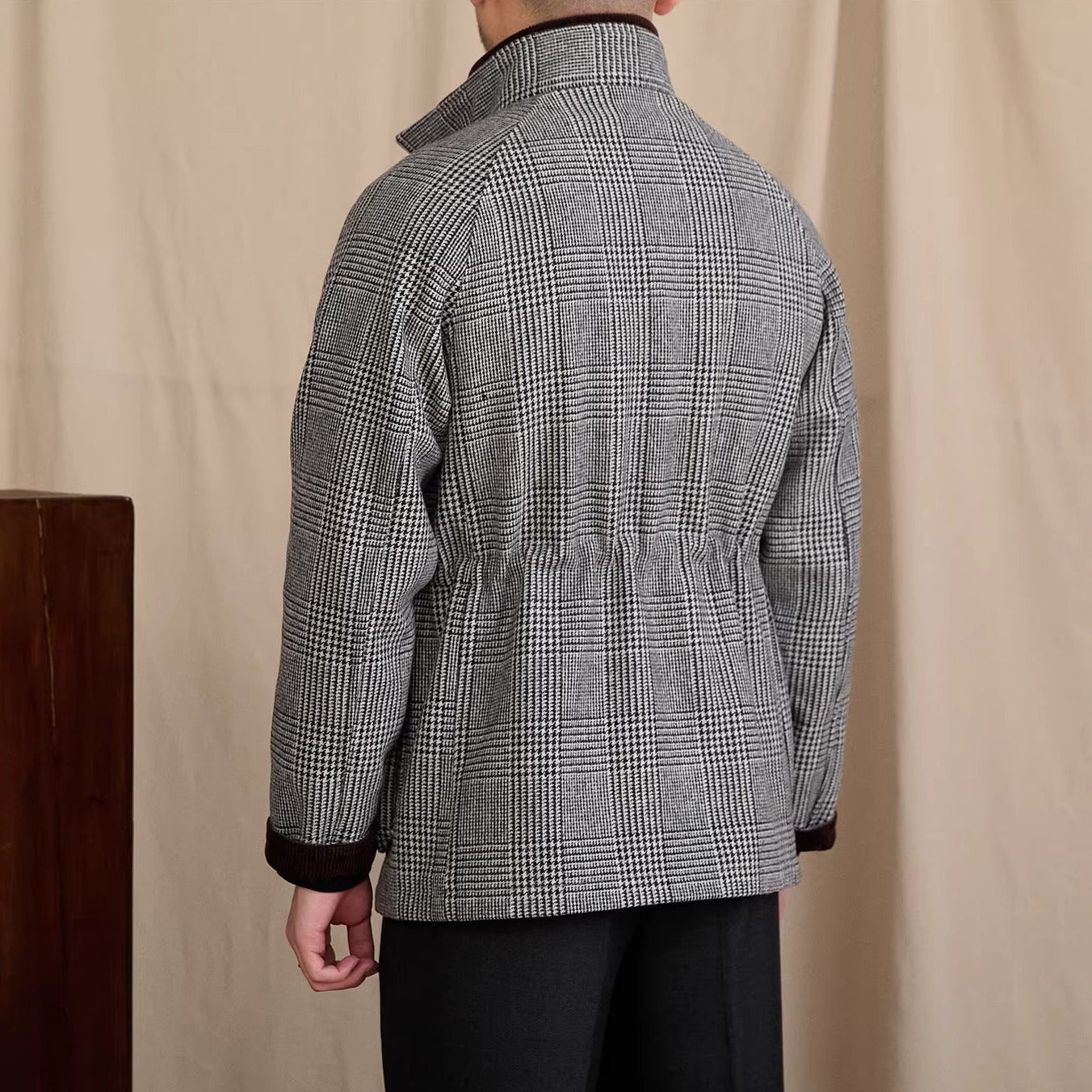 Enzo Prince Of Wales Padded Wool Blend Jacket