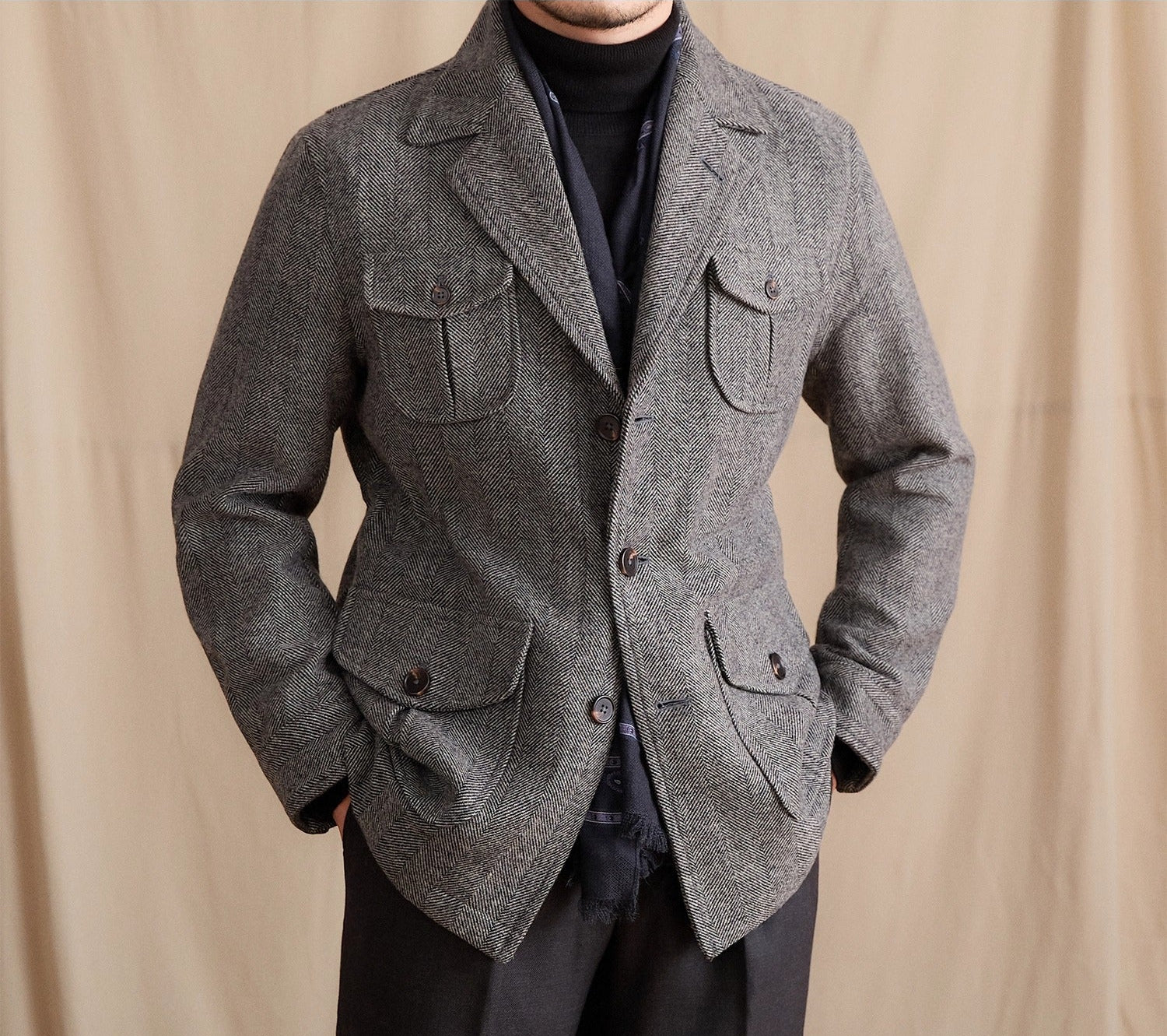 Bari Herringbone Wool Sports Jacket