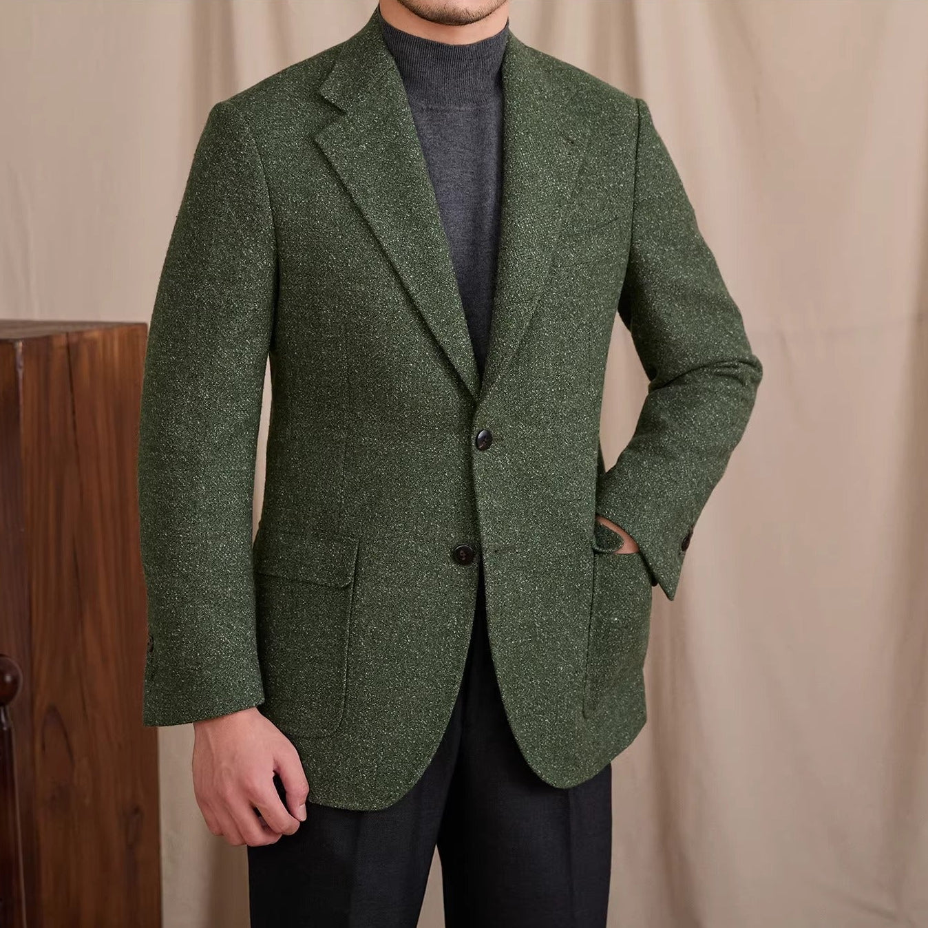 Geneva Textured Wool Heavy Blazer